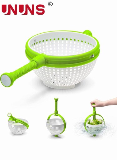 Vegetable Drain Basket,360 Degree Rotating Salad Dryer,Easy To Use Spinning Dryer With Foldable Handle,Wash Fruit Dryer Vegetable Quick Dry