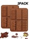 Thin Chocolate Bar Molds, 6 Shapes Break Apart Chocolate Molds Silicone for Candy/Fondant/Jelly/Desserts