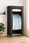 Fitto Closet Wardrobe, Portable, Metal Shelves, Dustproof Cover, 41.73x17.72x65.35 in, Black