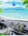 FITTO Dual Head Car Fan 5V USB Electric Cooling Fan, 3-Speed 360&deg; Rotating Air Circulator, Dashboard Mounted, Energy-Efficient with Aromatherapy Tablets for Car, Home, Office