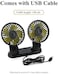 FITTO Dual Head Car Fan 5V USB Electric Cooling Fan, 3-Speed 360&deg; Rotating Air Circulator, Dashboard Mounted, Energy-Efficient with Aromatherapy Tablets for Car, Home, Office