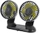 FITTO Dual Head Car Fan 5V USB Electric Cooling Fan, 3-Speed 360&deg; Rotating Air Circulator, Dashboard Mounted, Energy-Efficient with Aromatherapy Tablets for Car, Home, Office