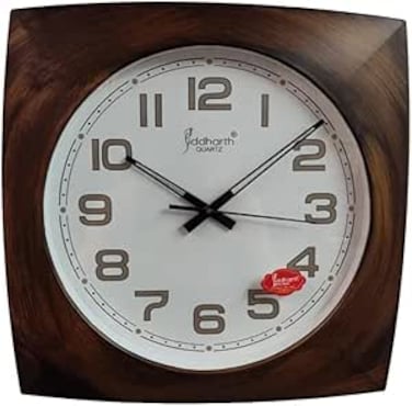 FITTO Elegant Wooden Frame Finish Wall Clock – Classic Design with Silent Quartz Movement – Ideal for Home and Office Décor