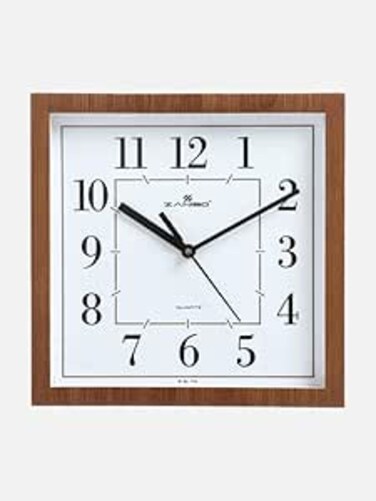FITTO Elegant Rectangle Wall Clock with Wooden Finish Frame   Classic Design for Living Room, Bedroom, Kitchen, and Office   Silent Quartz Movement   Easy-to-Read Numbers   Perfect for Home D&eacute;cor