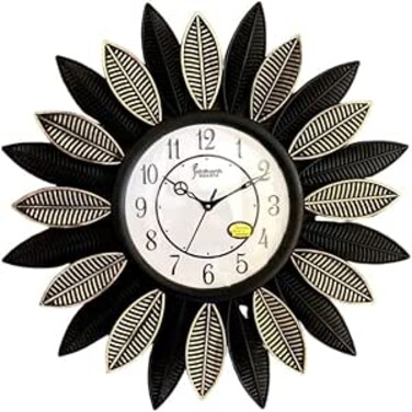 FITTO Leaf Design Wall Clock, 12-Inch Decorative Wall Clock with Silent Quartz Movement, Modern Leaf Pattern, Round Wall Clock for Living Room, Bedroom, Kitchen, Office, Home D&eacute;cor