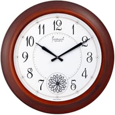 FITTO Classic Round Wall Clock with 2-Inch Wood Finish Frame   Elegant Timepiece for Home and Office   Large Easy-to-Read Dial   Silent Non-Ticking Movement   Perfect for Living Room, Kitchen, Bedroom