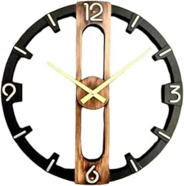 FITTO Mechanical Model Wall Clock, 12-Inch Vintage Gear Design Wall Clock with Open Frame, Industrial Style Steampunk Decor, Silent Non-Ticking Quartz Movement, for Home, Office, Living Room
