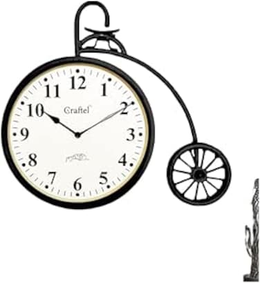 FITTO Cycle Model Wall Clock, 12-Inch Decorative Bicycle Design Wall Clock, Unique Vintage Style Clock with Silent Non-Ticking Quartz Movement, Ideal for Living Room, Bedroom, Kitchen Decor