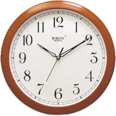 FITTO Simple Wall Clock with 25cm Wooden Finish Frame   Minimalist Design for Home and Office   Silent Non-Ticking Quartz Movement   Easy-to-Read Dial   Perfect for Living Room, Kitchen, Bedroom