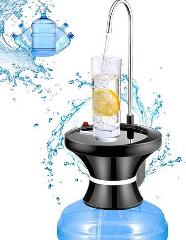 FITTO USB Rechargeable Water Bottle Dispenser Pump &ndash; Portable Automatic Electric Drinking Pump for 1-5 Gallon Jugs, Ideal for Home, Office, Kitchen, Indoor &amp; Outdoor Use, Camping, and Picnics