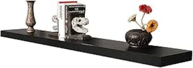 FITTO 40cm &amp; 60cm Floating Wall Shelves, Available in White, Black, Oak Effect, and Brown Finishes - Wall-Mounted Storage Shelf for Bedroom, Living Room, Bathroom, Modern Home Decor