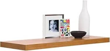 FITTO 40cm &amp; 60cm Floating Wall Shelves, Available in White, Black, Oak Effect, and Brown Finishes - Wall-Mounted Storage Shelf for Bedroom, Living Room, Bathroom, Modern Home Decor