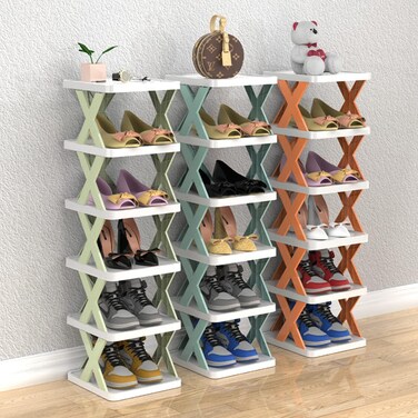 Fitto 6-Layer X-Shape Shoe Rack, Sturdy and Space-Saving Shoe Organizer, 3 Color Variants, Multifunctional Storage for Shoes, Boots, and More, Easy Assembly, Ideal for Entryways,Bedrooms, and Hallways