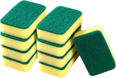 Fitto Scourer Sponge Pack of 9 &ndash; Heavy-Duty Scrubbing Sponges for Kitchen Cleaning, Multi-Purpose Non-Scratch Scouring Pads for Dishes, Pans, and Surfaces &ndash; Durable and Long-Lasting Sponges