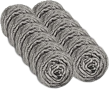 Fitto Stainless Steel Scrubber Set - 12 Pack Heavy-Duty Cleaning Pads for Kitchen, Pots, Pans, Grills, and More   Rust-Resistant &amp; Durable Cleaning Solution
