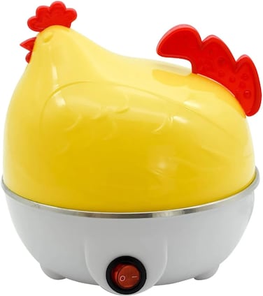 Fitto Hen-Shaped Yellow Egg Cooker - 7 Egg Capacity, Fast Electric Boiler for Hard, Soft, and Medium Eggs, Compact and Portable, Easy to Clean, Automatic Shutoff
