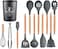 Fitto 12 Pcs Silicone Cooking Utensils Set - Non-Stick, Heat Resistant, BPA-Free Kitchen Tools with Wooden Handles for Cooking, Baking, and Frying - Durable, Easy to Clean Utensil Set