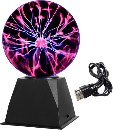 Fitto 6 Inch Magic Plasma Ball Lamp - Sound Sensitive, Interactive Plasma Globe for Kids & Adults - Educational, Touch Activated Lightning Ball, Perfect for Home Décor, Science Projects, and Parties