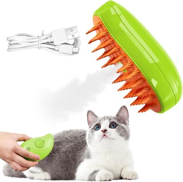 Fitto Cat Steam Brush, 3-in-1 Multifunctional Pet Grooming Tool - Steamer, Brush &amp; Deodorizer - Easy Clean, Efficient Pet Hair Removal, Adjustable Temperature for All Fur Types