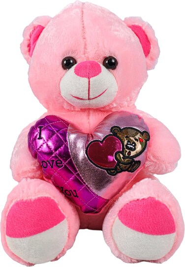 Fitto Pink Teddy Bear Plush Toy 30cm - Soft &amp; Cuddly Stuffed Animal, Adorable Gift for Kids, Babies, Girls, Boys - Perfect for Hugging, Snuggling, Birthday Present, Nursery Decoration