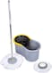 FITTO Grey 360° Spin Bucket Mop Set with 4 Easy Wheels - Adjustable Telescopic Handle, Durable Microfiber Mop Heads, Includes Extra Refill for Effortless Home Cleaning