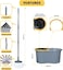 FITTO Grey 360° Spin Bucket Mop Set with 4 Easy Wheels - Adjustable Telescopic Handle, Durable Microfiber Mop Heads, Includes Extra Refill for Effortless Home Cleaning