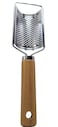 FITTO Portable Wooden Handle Cheese Grater - Multi-Purpose Grater for Ginger, Potato, Cheese, Butter, Chocolate, Silver Colour, Perfect for Home Kitchen Use, 1 Piece
