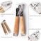 FITTO Stainless Steel Manual Can Opener with Acacia Wooden Handle, Durable and Stylish Design for Effortless Opening

