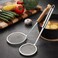 FITTO Stainless Steel Oil Filter Spoon - Fast Filtering Drain Scoop with Ergonomic Design and Fine Mesh Sieve for Efficient Oil Removal, Heat-Resistant with Hanging Hole
