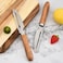 FITTO Stainless Steel Melon Peeler with Wooden Handle - Multipurpose Kitchen Tool for Fruits, Vegetables, and Fish Scales