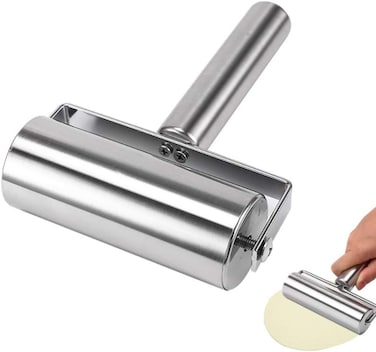 FITTO Stainless Steel Rolling Pin for Pastry, Pizza, Fondant & Baking   Metal Roller for Dough, Pie, Pasta, Cookies   Durable, Easy-Clean Kitchen Utensil for Professional & Home Bakers