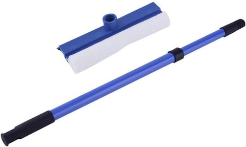 FITTO Retractable Window Wiper Cleaner with Soft Rubber Head, High Window Glass Scraper Brush, Extendable Blue Car Wiper for Easy Cleaning of Tall Windows &amp; Mirrors