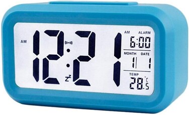 FITTO Smart Digital Alarm Clock with Date &amp; Temperature, Snooze Button, Battery Operated LCD Display Desk Clock with Night Light &amp; Auto-Dimming for Kids, Bedroom, Home Office