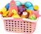 FITTO Pink Plastic Organizing Storage Basket with Handles and Holes - Multi-Purpose Small Bin for Kitchen, Bathroom, Toys, and More - Durable, BPA-Free, Lightweight and Easy to Clean
