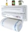 FITTO 3 in 1 Aluminium Triple Dispenser with Spice Rack for Kitchen Roll Tissue - White