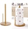 FITTO Bamboo Paper Towel Roll Holder, Countertop Kitchen Paper Roll Holder with Non-Slip Base, Natural and Durable Design for Kitchen Paper, Foil, and Cling Film Storage