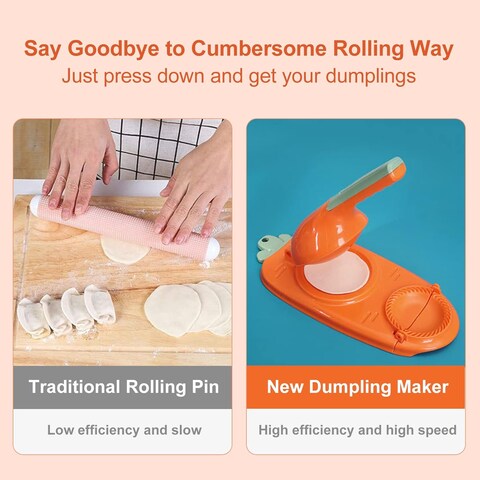Fitto 2-in-1 Dumpling Maker - Easy DIY Dumpling &amp; Ravioli Maker with Press Mould and Stuffing Spoon, Quick &amp; Simple Dumpling Press Tool for Homemade Dumplings, Empanadas, Ravioli, Pastries &amp; More