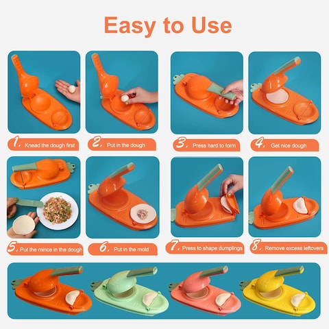 Fitto 2-in-1 Dumpling Maker - Easy DIY Dumpling &amp; Ravioli Maker with Press Mould and Stuffing Spoon, Quick &amp; Simple Dumpling Press Tool for Homemade Dumplings, Empanadas, Ravioli, Pastries &amp; More