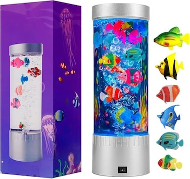 Fitto Bubble Fish Lamp - Colorful LED Night Light for Kids' Rooms, Soothing Underwater Aquarium Effect, Ideal for Nursery D&eacute;cor, Relaxation, and Sleep Aid, Great Gift Idea