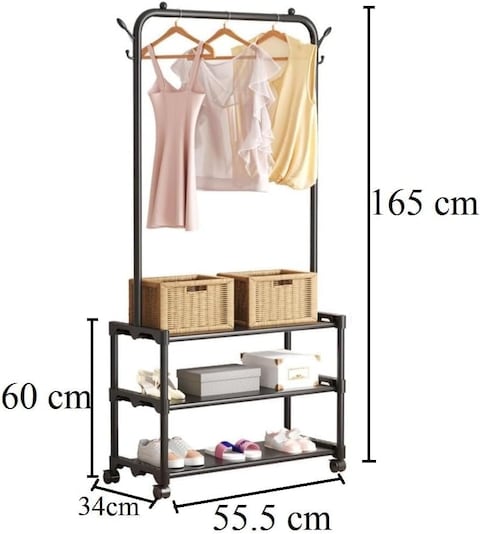 Fitto Standing Metal Coat Stand - Stylish Black Free-Standing Organizer for Coats, Jackets, Hats, and Umbrellas - Heavy Duty Durable Design for Home, Office, and Entryway Use