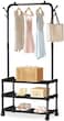 Fitto Standing Metal Coat Stand - Stylish Black Free-Standing Organizer for Coats, Jackets, Hats, and Umbrellas - Heavy Duty Durable Design for Home, Office, and Entryway Use