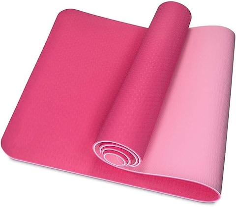 Fitto 4mm Thick Yoga Mat 61x183cm Non Slip Eco Friendly Pink Exercise Mat for Yoga Pilates Fitness and Home Workouts Extra Cushioning for