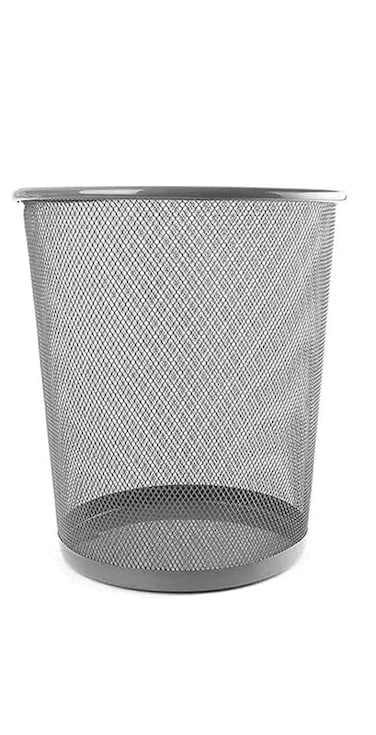 Fitto Grey Metal Waste Bin - Durable &amp; Stylish Trash Can for Home, Office &amp; Bathroom   Rust-Resistant, Easy-Clean Design   Compact Round Metal Garbage Bin for Indoor Spaces