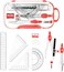 FITTO Mathematical Drawing Instruments Box &ndash; Complete Geometry Set with Compass, Protractor, Ruler, Set Squares, Eraser &ndash; Precision Tools for School, Office, and Engineering Use
