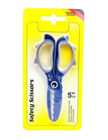 FITTO Safety Scissors for Kids &ndash; Stainless Steel Blades with Soft Grip Handle, Plastic Safety Cap, Ideal for School and Craft Use, Safe Craft Scissors for Children