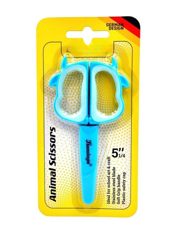 FITTO Safety Scissors for Kids &ndash; Stainless Steel Blades with Soft Grip Handle, Plastic Safety Cap, Ideal for School and Craft Use, Safe Craft Scissors for Children