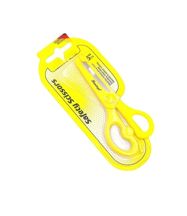 FITTO Safety Scissors for Kids &ndash; Stainless Steel Blades with Soft Grip Handle, Plastic Safety Cap, Ideal for School and Craft Use, Safe Craft Scissors for Children