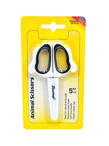 FITTO Safety Scissors for Kids &ndash; Stainless Steel Blades with Soft Grip Handle, Plastic Safety Cap, Ideal for School and Craft Use, Safe Craft Scissors for Children