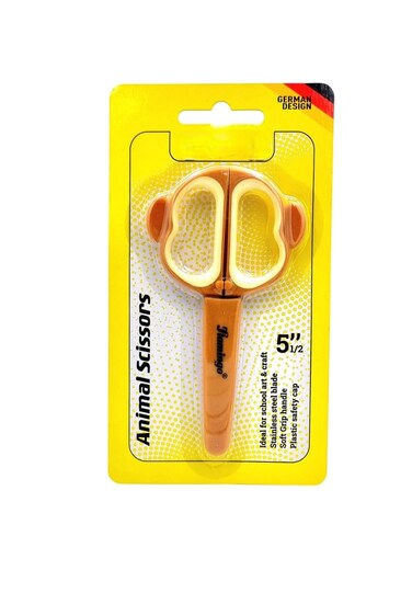 FITTO Safety Scissors for Kids &ndash; Stainless Steel Blades with Soft Grip Handle, Plastic Safety Cap, Ideal for School and Craft Use, Safe Craft Scissors for Children