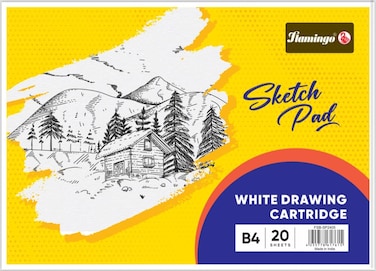 FITTO Premium White Drawing Cartridge Sketch Pad - 20 Sheets, Smooth 100 GSM Paper for Pencil, Charcoal, Ink &amp; Watercolor - Acid-Free, Ideal for Artists, Designers &amp; Students